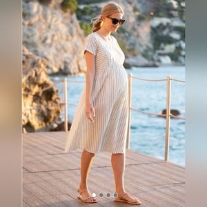 Nursing and Maternity Dress, Seraphine Striped Midi, EUC